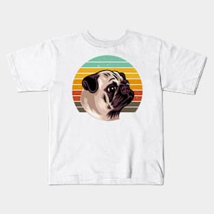 Pug Dog Retro Sunset Kids T-Shirt